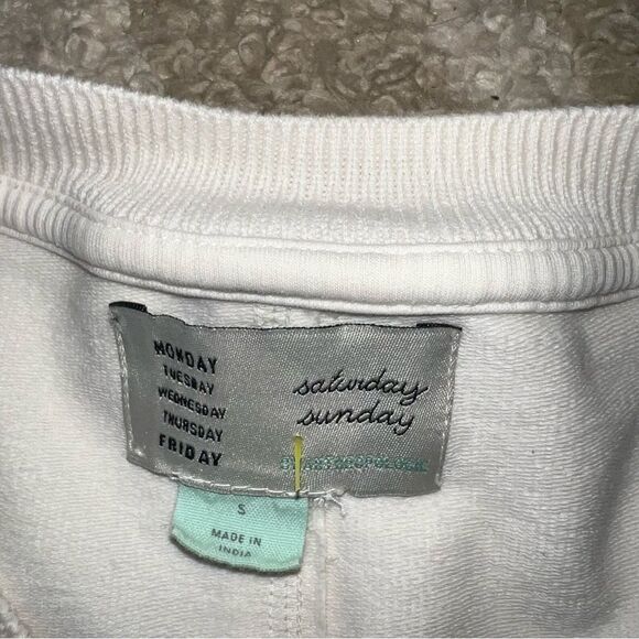 Anthropologie size S Women's White V-Neck Sweater with Button Detail - Picture 2 of 5